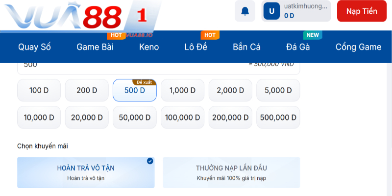 Hướng dẫn nạp tiền qua ngân hàng tại VUA88