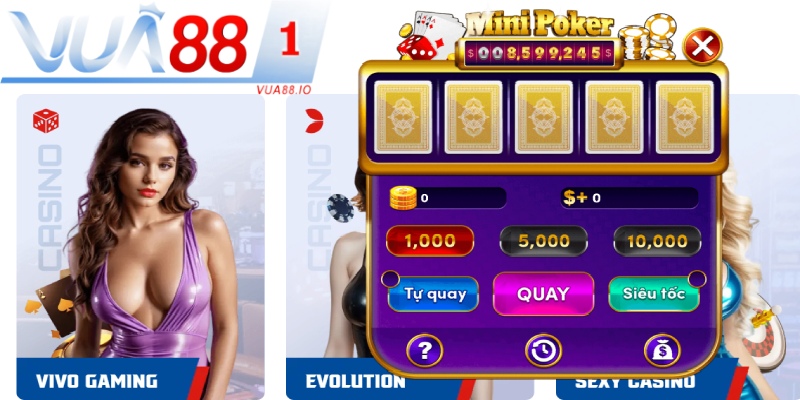 Mini Poker có thiết kế đồ họa dễ thương